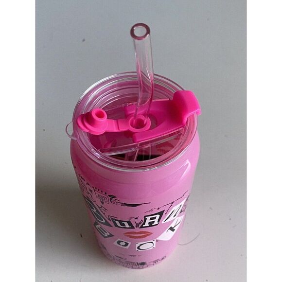 Mean Girls Burn Book Glass Tumbler Pink Drink Christmas With Glass Straw NEW - Picture 7 of 13